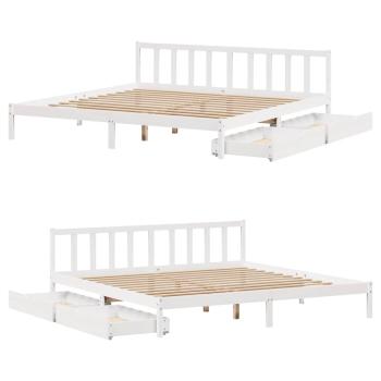 Massivholzbett ohne Matratze Weiß 180x200 cm Kiefernholz