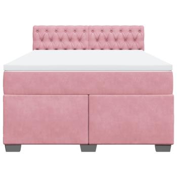 Boxspringbett mit Matratze Rosa 140x200 cm Samt