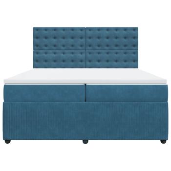 Boxspringbett mit Matratze Blau 200x200 cm Samt