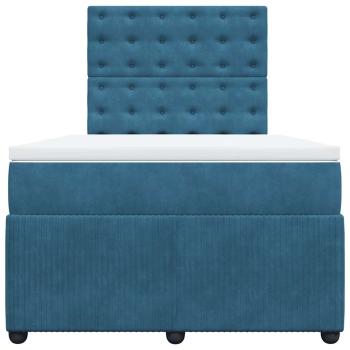 ARDEBO.de - Boxspringbett mit Matratze Blau 120x190 cm Samt