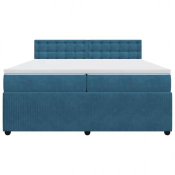 Boxspringbett mit Matratze Blau 200x200 cm Samt