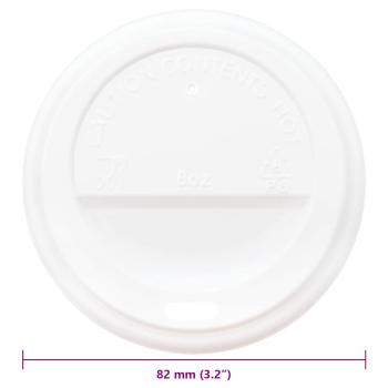 ARDEBO.de - Deckel für Pappbecher Ø80 mm 8oz 1000 Stk. Weiß Kunststoff