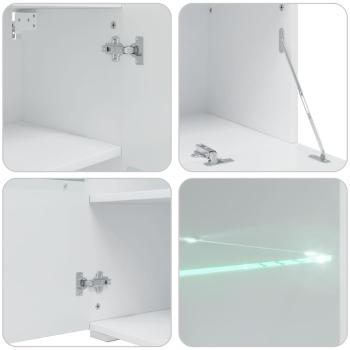 5-tlg. Wohnwand mit LED-Beleuchtung Steingrau Holzwerkstoff