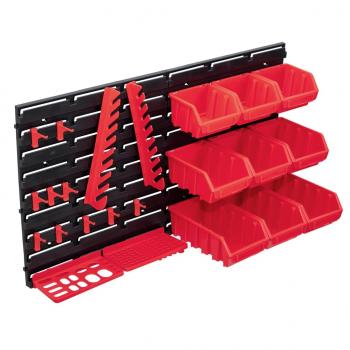 34-tlg. Behälter-Set für Kleinteile mit Wandplatten Rot Schwarz