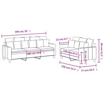 2-tlg. Sofagarnitur mit Kissen Braun Stoff
