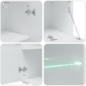 5-tlg. Wohnwand mit LED-Beleuchtung Mattweiß Holzwerkstoff