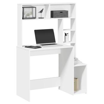 ARDEBO.de - Schreibtisch mit Regal Weiß 100x45x140 cm Holzwerkstoff