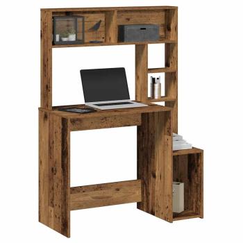 ARDEBO.de - Schreibtisch mit Regal Altholz-Optik 100x45x140cm Holzwerkstoff