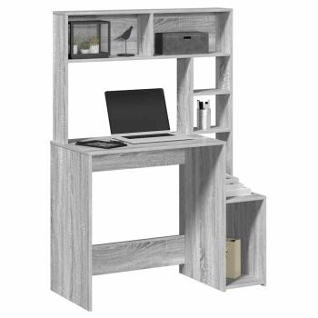 ARDEBO.de - Schreibtisch mit Regal Grau Sonoma 100x45x140 cm Holzwerkstoff