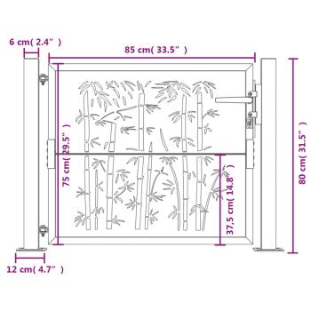 Gartentor 105x80 cm Cortenstahl Bambus-Design