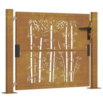 Gartentor 105x80 cm Cortenstahl Bambus-Design