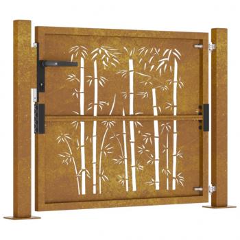 Gartentor 105x80 cm Cortenstahl Bambus-Design