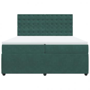 Boxspringbett mit Matratze Dunkelgrün 200x200 cm Samt