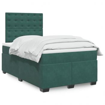 ARDEBO.de - Boxspringbett mit Matratze Dunkelgrün 120x200 cm Samt