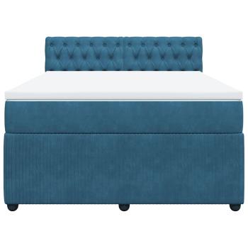 Boxspringbett mit Matratze Blau 160x200 cm Samt