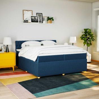 Boxspringbett mit Matratze Blau 200x200 cm Stoff