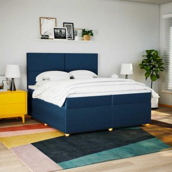 ARDEBO.de - Boxspringbett mit Matratze Blau 200x200 cm Stoff