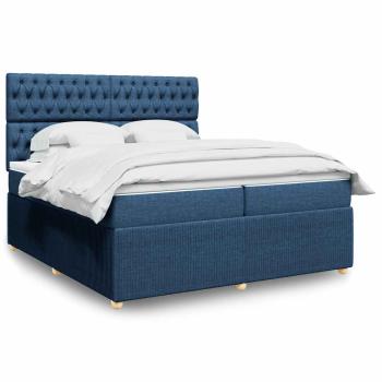 ARDEBO.de - Boxspringbett mit Matratze Blau 200x200 cm Stoff