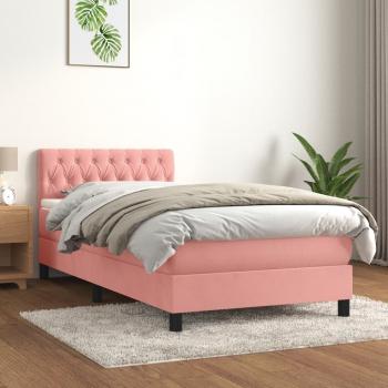 ARDEBO.de - Boxspringbett mit Matratze Rosa 100x200 cm Samt
