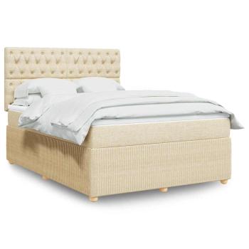 ARDEBO.de - Boxspringbett mit Matratze Creme 160x200 cm Stoff