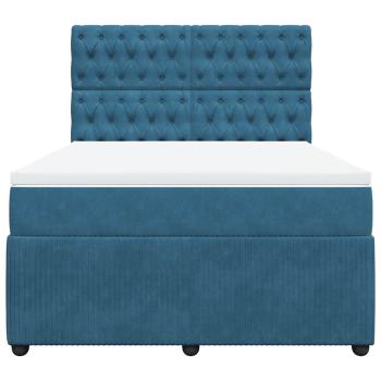 Boxspringbett mit Matratze Blau 160x200 cm Samt