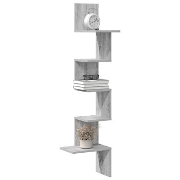 ARDEBO.de - Wand-Eckregal Grau Sonoma 32x32x127,5 cm Holzwerkstoff