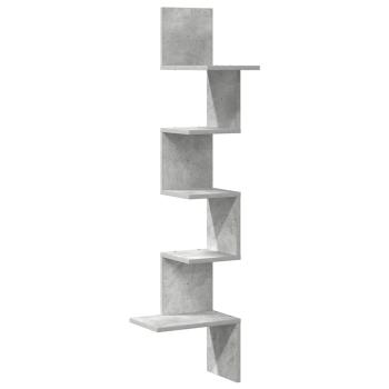 ARDEBO.de - Wand-Eckregal Betongrau 32x32x127,5 cm Holzwerkstoff