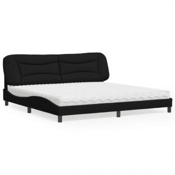 ARDEBO.de - Bett mit Matratze Schwarz 200x200 cm Stoff