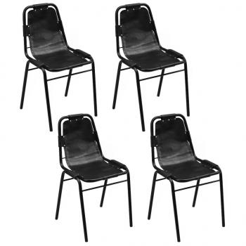 ARDEBO.de - Esszimmerstühle 4 Stk. Schwarz Echtleder