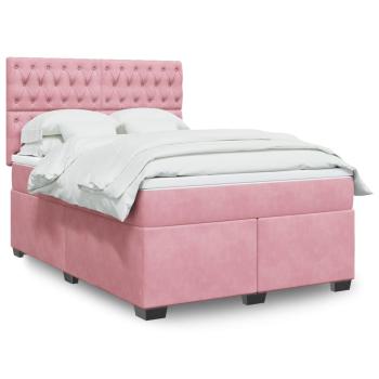 ARDEBO.de - Boxspringbett mit Matratze Rosa 160x200 cm Samt