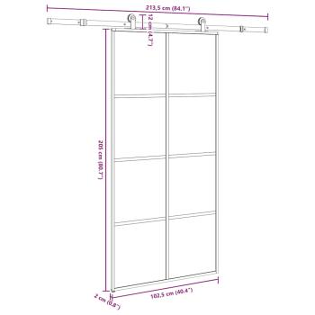 Schiebetür mit Beschlag 102,5x205 cm ESG-Glas & Aluminium