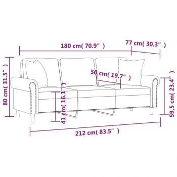 3-Sitzer-Sofa mit Zierkissen Rosa 180 cm Samt