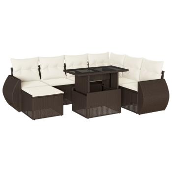 ARDEBO.de - 8-tlg. Garten-Sofagarnitur mit Kissen Braun Poly Rattan