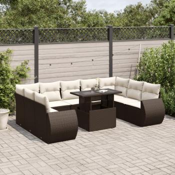 ARDEBO.de - 10-tlg. Garten-Sofagarnitur mit Kissen Braun Poly Rattan