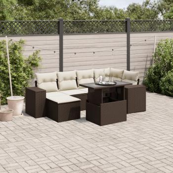ARDEBO.de - 7-tlg. Garten-Sofagarnitur mit Kissen Braun Poly Rattan