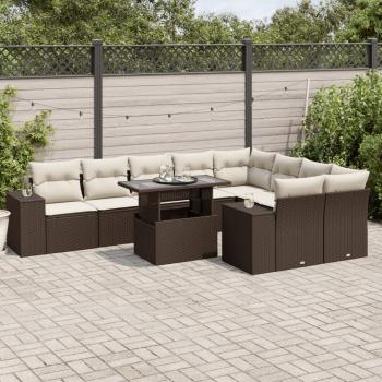 ARDEBO.de - 10-tlg. Garten-Sofagarnitur mit Kissen Braun Poly Rattan