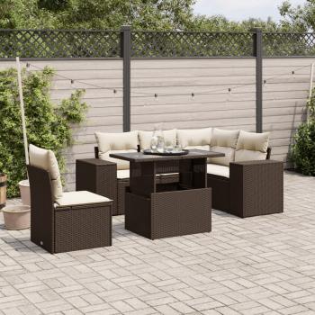 ARDEBO.de - 6-tlg. Garten-Sofagarnitur mit Kissen Braun Poly Rattan