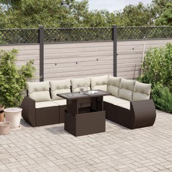 ARDEBO.de - 7-tlg. Garten-Sofagarnitur mit Kissen Braun Poly Rattan