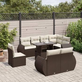 ARDEBO.de - 9-tlg. Garten-Sofagarnitur mit Kissen Braun Poly Rattan