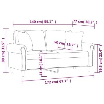 ARDEBO.de - 2-Sitzer-Sofa mit Zierkissen Rosa 140 cm Samt