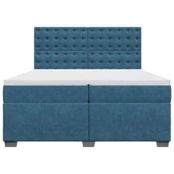 Boxspringbett mit Matratze Blau 200x200 cm Samt