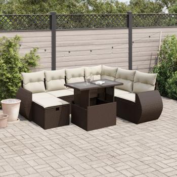 ARDEBO.de - 8-tlg. Garten-Sofagarnitur mit Kissen Braun Poly Rattan