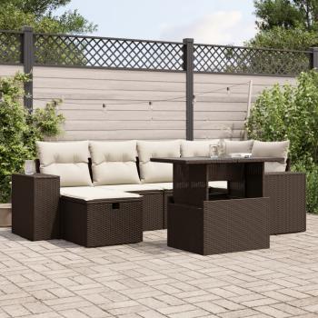 ARDEBO.de - 7-tlg. Garten-Sofagarnitur mit Kissen Braun Poly Rattan