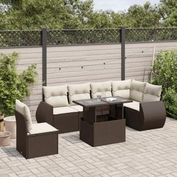 ARDEBO.de - 7-tlg. Garten-Sofagarnitur mit Kissen Braun Poly Rattan