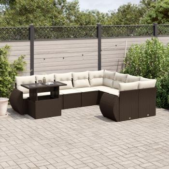 ARDEBO.de - 10-tlg. Garten-Sofagarnitur mit Kissen Braun Poly Rattan