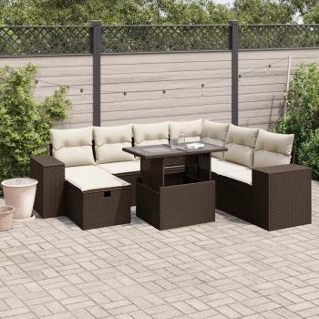 ARDEBO.de - 8-tlg. Garten-Sofagarnitur mit Kissen Braun Poly Rattan