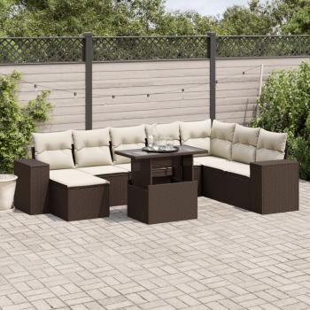 ARDEBO.de - 9-tlg. Garten-Sofagarnitur mit Kissen Braun Poly Rattan