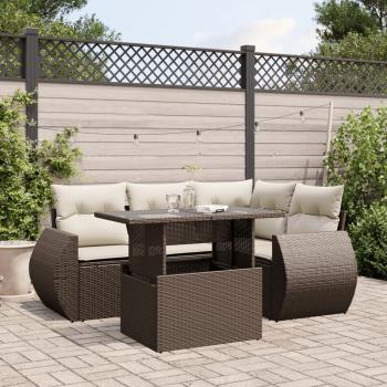 ARDEBO.de - 5-tlg. Garten-Sofagarnitur mit Kissen Braun Poly Rattan