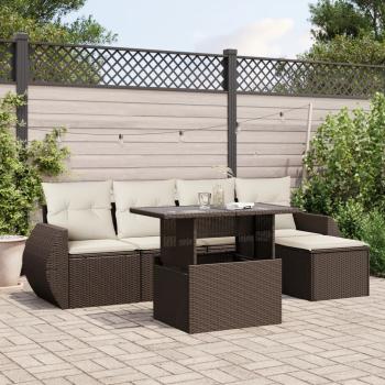 ARDEBO.de - 6-tlg. Garten-Sofagarnitur mit Kissen Braun Poly Rattan