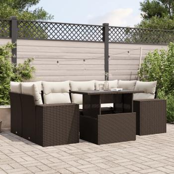 ARDEBO.de - 7-tlg. Garten-Sofagarnitur mit Kissen Braun Poly Rattan